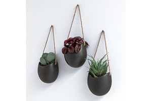 ‎KAZAI. Kazai.® Donice Ścienne -Ellie- | Wiszące Ceramiczne Doniczki 2 sztuki | Dekoracja Ścienna do Wnętrz, Balkonów i Ogrodów | Grafitowy (matowy)