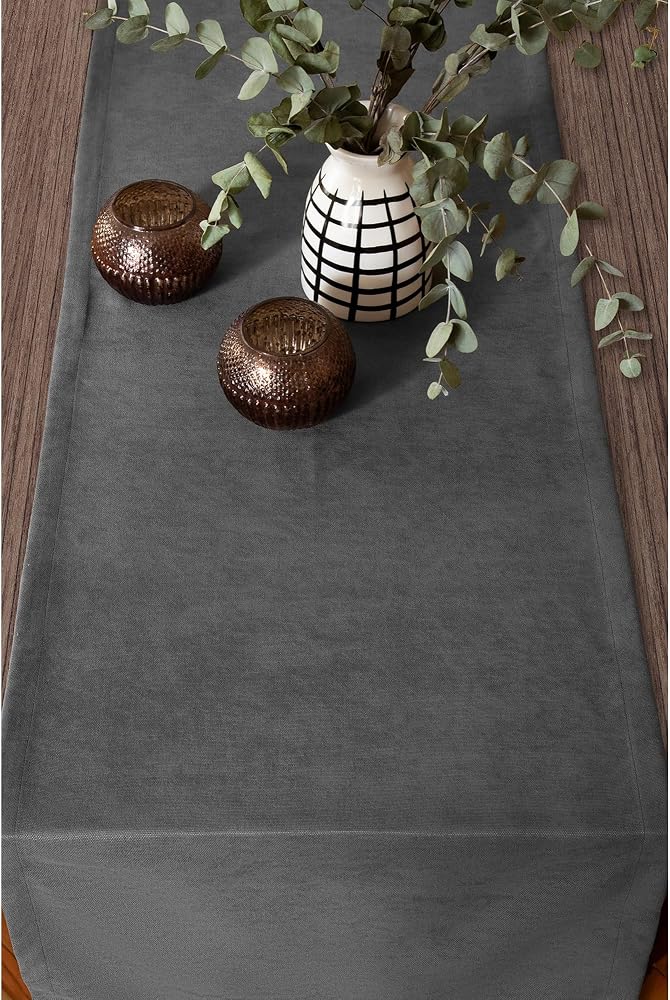 Gauze Fabric Design Kadife Dokulu Modern Gri Runner