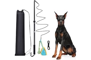 MOYUBATH Flirt Pole Rope Dog Toy with Rope Ball and Chasing Tail Chewing Braided Cotton Rope Outdoor Interactive Tug Extendable Teaser Training Wand Pet Flirt Stick for Small Medium Large Dogs