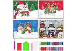 Bellatoi 4 PCs Diamond Painting Natale, Pittura Diamante 5D, Diamond Painting Kit Completo Natale, per Casa Pareti Pittura Diamante Natale Decorativa, Regalo di Natale