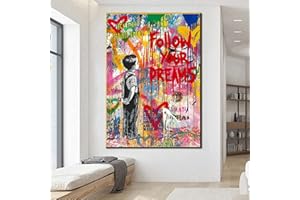 YISHUI ART Graffiti Street Art von Banksy Dream Poster und Drucke Abstrakte Pop Art Leinwand Gemälde an der Wand Kunst Bild Wohnkultur 60x80cm (24x31in) Rahmenlos