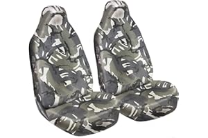 Shield Autocare HEAVY DUTY VAN SEAT COVERS RUBBER BACKED 600D CAMOFLAUGE VARIOUS CLOLOURS|1XDRIVERS SINGLE AND 1XPASSENGER (GREY CAMOFLAUGE)