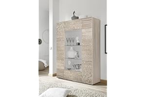 Arredocasagmb.it Mobile vetrina 2 Ante Moderno Rovere Chiaro con Serigrafia Soggiorno Madia Buffet con sportelli Design Mira 06