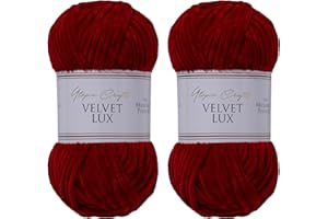 Utopia Crafts Velvet Lux - Filato di ciniglia super morbido, per lavori a maglia e uncinetto, 2 confezioni da 100 g (scarlatto scuro)