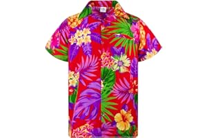 King Kameha Funky Camicia Hawaiana da Uomo | XS - 6XL | Maniche Corte | Tasca Frontale | Stampa Hawaiana | Ananas