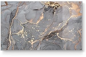 DEQORI Planche à petit-déjeuner en verre - Petite 23 x 14 cm - Motif marbre élégant - Planche à découper design pour la cuisine - Planche à petit-déjeuner antibactérienne et antidérapante - Plateau en