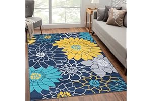 LuxFocus Odporne na plamy duże dywany z kwiatowym nadrukiem, zmywalne, 160 x 230 cm, dywanik do salonu, sypialni, kuchni, antypoślizgowy, niskowarstwowy dywan podłogowy, dywan do jadalni, pralni,