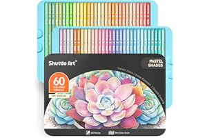 Shuttle Art 60 Pastel Colours Colouring Pencils Set, Professional Coloured Pencil with Metal Box, Soft Core Colour Pencils, Drawing Art Pencils for Artists Adult Beginners Colouring Book, Sketching