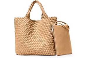 KALIDI FANCY FOREST KALIDI Tkane torebki dla kobiet - miękka wegańska skórzana torba na ramię, ręcznie robiona torebka Schoulder z torebką, duża skórzana torba na zakupy, torba podróżna, do szkoły, pracy, podróży