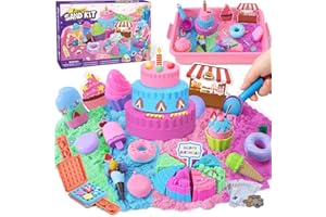 Toyssa Eisdiele Spielsand Sandspielzeug Eis Magic Sand Koffer mit 900g Knetsand Kuchenform Spielgeld Eis Spielzeug für Kinder, Spielsand Set Zaubersand Geschenk für Kinder Mädchen 3 4 5 6 7 8 Jahre