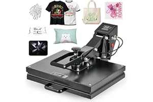 CREWORKS 40x50 cm Pressa a Caldo per Magliette con Doppio Tubo di Riscaldamento a Controllo Digitale 2000W Pressa Calore Termopressa Multiuso per Magliette, Cuscini, Borse DIY e Affari