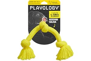 Playology Corde à mâcher Dri-Tech pour Chiens de Grande Taille (16 kg et Plus) | Jouet Stimulant pour Chiens au Parfum Poulet 100% Naturel pour Les mâcheurs endurcis | Facile à Nettoyer | Non Toxique