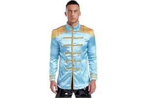 Fldy Men's Vintage SGT Sergeant Pepper Costume Steampunk Hippie Jacket Marching Band Outerwear