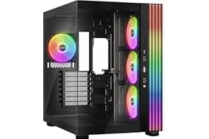 be quiet! Light Base 600 LX Black PC-Gehäuse, atemberaubender Panorama-Blick, Show Case, Dual Chamber Design, massiver ARGB LED-Streifen, 4 Light Wings LX PWM Lüfter, invertiert und horizontal nutzbar