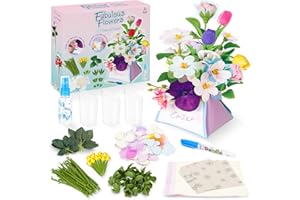 deAO Fleurs Magiques, Bricolage Floral pour Enfant, Ensemble d'Atelier DIY pour Composition Florale, Arrangement Botanique à Colorier avec Pétales et Tiges, Cadeau Festif pour Filles dès 3 Ans