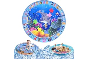Qosigote Wasserspielmatte Katze, Hunde Katzen Spiel & Kühl Wassermatte, Katzen Wassermatte Kratzfest, Sommer Aufblasbare Sensorische Wasserspielmatte, Interaktives Spielzeug (E,65cm*65cm)