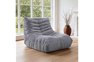 ‎HEALTHRELIFE HealthRelife Sitzsack Sofa, Togo Stil Kamin Lounge Stuhl mit Memory Schaum, Riesen Bean Bag Sofa für Erwachsene, Bequemer Bodensofa für Wohnzimmer, Schlafzimmer, Gaming und Büro（Grau）