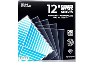BIG FUDGE Paquete de 25 fundas exteriores para LP de 12 pulgadas, duraderas y sin arrugas, transparentes y de polipropileno de alta densidad, de 3 mm de grosor, de 12,7 x 12,7