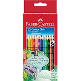 FABER-CASTELL - Colour Grip Colored Pencils Set, 12 Pencils | Water Washable Colored Pencils for Kids and Adults with Vivid C
