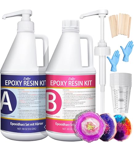 Résine Époxy Transparente HXDZFX 250ml - Kit 1:1 Avec Colorants - Pour Tables, Bijoux, Art