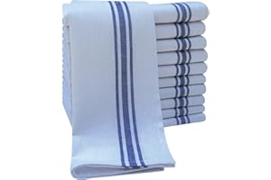 QUICK CLEANING SUPPLIES Pack of 10 Professional Catering Tea Towels – Heavy Duty Construction – Absorbent & Quick Dry – High Density Weave- Fade Resistant – Lint Free & No streaks - Bar, Restaurant Cloth (50 x 70 cm)