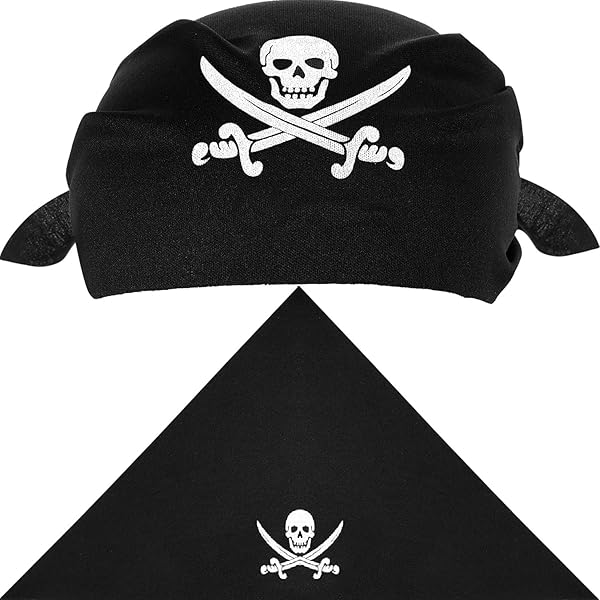 NUOBESTY Halloween-zakdoek, zachte comfortabele piraten-hoofddoek, bandana- zakdoek voor jongens en volwassenen, 6 stuks