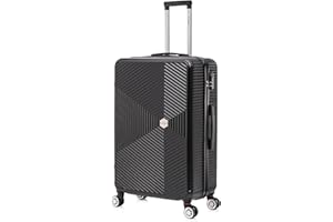Flymax 24" Medium Suitcase Super Lightweight 4 Wheel Spinner Hard Shell ABS Luggage Hold Check in Travel Case Black 67L