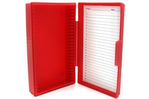 Heathrow Scientific HD15990B 25 Slide Box Polypropylene Economy 141 mm Length x 92 mm Width x 30 mm Height Red