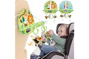 Dr.Rapeti Zabawki samochodowe dla niemowląt, zabawki samochodowe dla niemowląt z lusterkiem wstecznym, zabawka do fotelika samochodowego, regulowany łuk aktywności