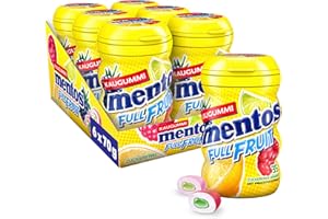 ‎MENTOS Mentos Kaugummi Full Fruit, 6 Boxen zuckerfreie Chewing Gum Dragees in drei Sorten mit Frucht-Geschmack & flüssiger Füllung, Multipack (6 x 35 Stück)