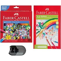 60 Crayons De Couleur Faber-Castell - Étui Métal - Mines Épaisses 3.25mm - Hexagonaux
