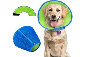 DINGBIU Recovery Collars for Dogs, Dog Cone Collar After Surgery, Anti- Bite, Adjustable Soft Elizabethan Cone Collars with Breathable Mesh for Dog and Cat (Green+Blue, XL-Neck:48-53cm/18.9-20.8in)