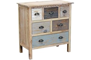 Milani Home s.r.l.s. Cassettiera in Legno Mobile per Interno con 6 Cassetti di Design Stile Country Moderno Vintage