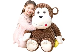 IKASA Scimmia Peluche Gigante Giocattolo Morbido,Animali di Peluche XXL XL Grande Giganti Enorme 78cm Teneri Enormi Jumbo Morbidosi Animale Grasso,Regali per Bambini Ragazze Ragazz (Marrone, 78cm)
