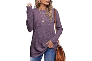 Jescakoo Damen Pullover Casual Rundhals Langarmshirt Leichtes Herbst Strickpullover Winer Oberteile