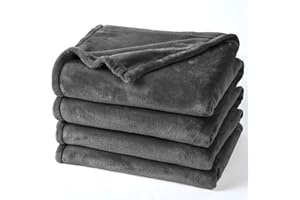 PHF Ultra Soft Fleece Blanket Super King Size 230x270cm, No Shed No Pilling Luxury Plush Cozy Flannel 280GSM Lightweight Throw Blanket for Bed, Couch, Chair, Sofa Suitable for All Season, Dark Grey