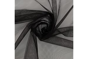 MONDO TESSUTI Tulle Mano Seta Velo Sposa Abbigliamento Alta Qualità - Taglio 100cm per 280cm (Nero)
