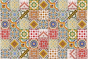 IL MAGHREBINO 54 Mattonelle Premium Selection in Ceramica Smaltata - Sunset - 10x10 cm spessore 0,6 cm - Mattonelle Tunisine realizzate con Serigrafia Artigianale - Adatte a rivestimento