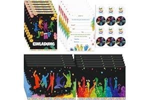 BGTLJKD 12 x Einladungskarten Kindergeburtstag Jump Party mit Umschlag, Jump Party Einladung für Jungen Mädchen Kinder zum Geburtstag und Sport Kinderparty