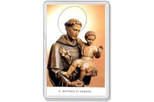 AWS Calamita Santino in PVC Rigido Sant'Antonio da Padova Souvenir Fridge Magnet Magnete da frigo in plastica Dura con Immagine Fotografica S. Antonio Immaginetta Santo