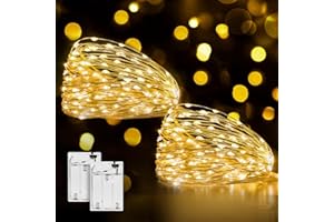 ‎OLLNY Ollny 2 stück 5M LED Lichterkette Batterie, 50er LED Lichterkette innen Kupferdraht IP44 wasserdicht, Weihnachtsbeleuchtung für DIY Weihnachten Garten Party Hochzeit Deko (warmweiß)