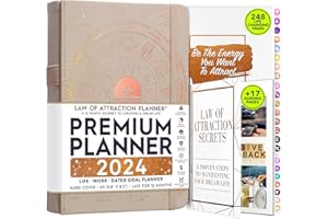 FREEDOM MASTERY Planificador de la ley de la atracción 2022 – Planificador semanal y mensual para aumentar la productividad y la felicidad, Planificador de objetivos semanales, diario de gratitud + pegatinas