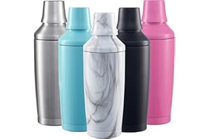 FABV Coctelera de cóctel listo para regalo con tapa Jigger Spirit – Coctelera de acero inoxidable con aislamiento al vacío de 600 ml para cócteles – Mezclador de cóctel con colador de cóctel