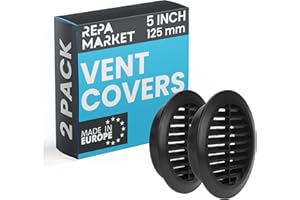 Repa Market Griglia di ventilazione per interni ed esterni, 125 mm, colore nero, con rete a rete, griglia di ventilazione in plastica, per interni ed esterni, griglia Louvre HVAC per cucina e bagno