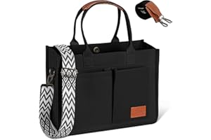 Aucuu Canvas Tasche Damen, Große Handtasche mit 2 Verstellbaren Schultergurten, Arbeitstasche Schultertaschen, 14 Zoll Laptop Tasche, Tote Bag Damen, Umhängetasche für Schule Arbeit Reise