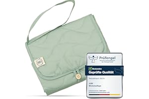 Jubi® Wickelauflage Mint aus Biobaumwolle und ÖkoTex Polyester - Wickelunterlage für unterwegs mit Platz für 4 Windeln & Feuchttücher