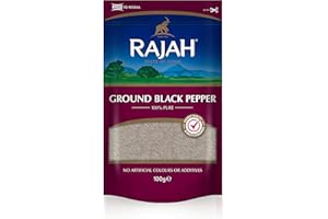 RAJAH TASTE OF HOME SINCE 1931 Rajah Spices Ground Black Pepper | Pepper | Piper Nigrum | Gola Marica | Kaalee Mirc | Kali Mari | Kaali Mirch | Kali Mirch | (100g)