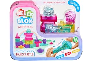 Goliat - JELLY BLOX – Bouncy Castle – 18 stycken byggklossar – sensoriska stenar för ett slott och torn + 2 figurer – mjuka och smidiga byggklossar – byggleksak för barn från 2 år