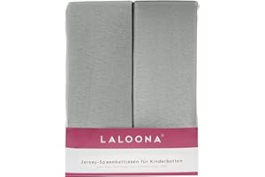 LALOONA BABY BEDDING LaLoona - Sabana Bajera Cuna 120x60 / 70x140 cm - 2 Sabanas bajeras Cuna Ajustables - Pack sábana Bajera Cuna 60x120 de Jersey algodón 100% - 2 Ud. (Gris)