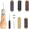21pcs en Cuir Fil Ciré 8 Couleur 264 Verges 150D À Coudre Cordon Outils À La Main Kitpour DIY Artisanat - Idéal pour Portefeuilles, Sacs, Reliure, Chaussures et Plus